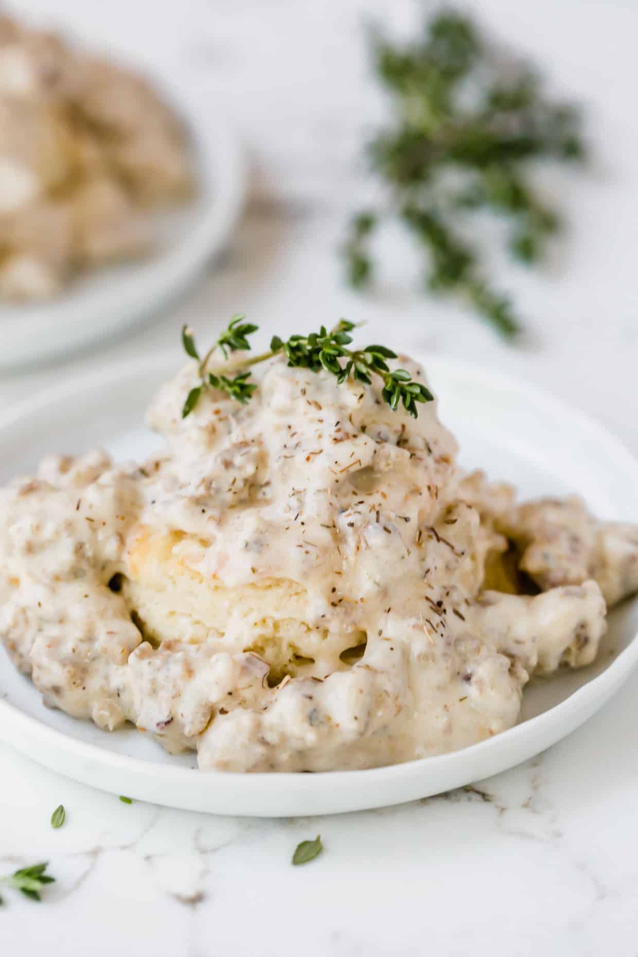 Simple Biscuits and Gravy Recipe with Thyme | Salt & Baker
