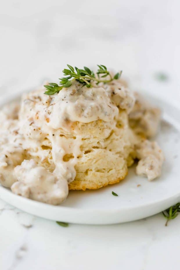 Simple Biscuits and Gravy Recipe with Thyme | Salt & Baker