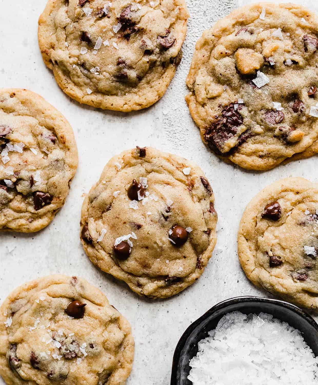 Chocolate Chip Cookies against a white background.