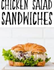 The PERFECT Chicken Salad Sandwich recipe is here! This sandwich is full of so much flavor! It's perfect for brunch or parties! #food #sandwiches #easymeals #brunch #partyfood #fingerfood #saltandbaker