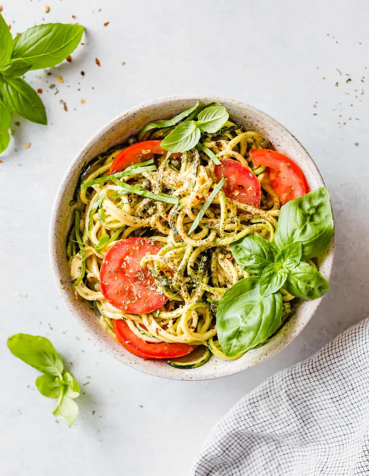 The Italian Dish - Posts - Spiralized Zucchini Noodles with Basil