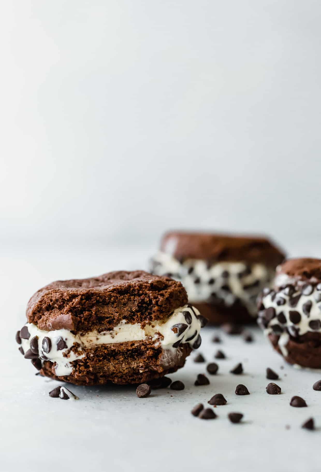 Chocolate Cookie Ice Cream Sandwiches are the perfect treat for summer! They're easy to make and absolutely delicious! Get the full recipe on saltandbaker.com