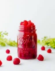 Delicious and easy to make raspberry sauce! Use fresh or frozen raspberries to make this delicious sauce. We love to use this atop ice cream, cheesecake, or crepes!