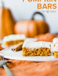 Pumpkin Bars with a cream cheese frosting.