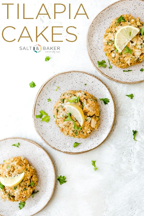 Tilapia Cakes that are loaded with fresh parsley and a perfect spice blend! This recipe is so delicious and will be highly anticipated at any dinner table! #saltandbaker #tilapia #fishcakes