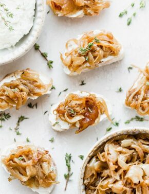 Caramelized Onion and Goat Cheese Crostini
