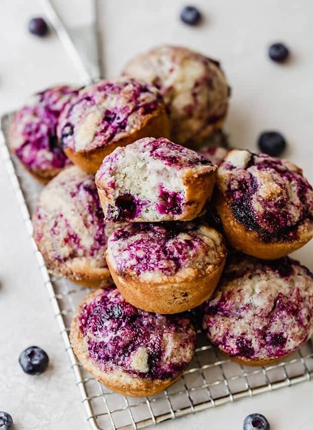 A stack of blueberry muffins.