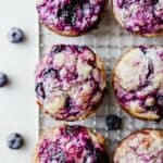 Overhead photo of easy to make blueberry muffins.