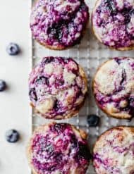 Overhead photo of easy to make blueberry muffins.