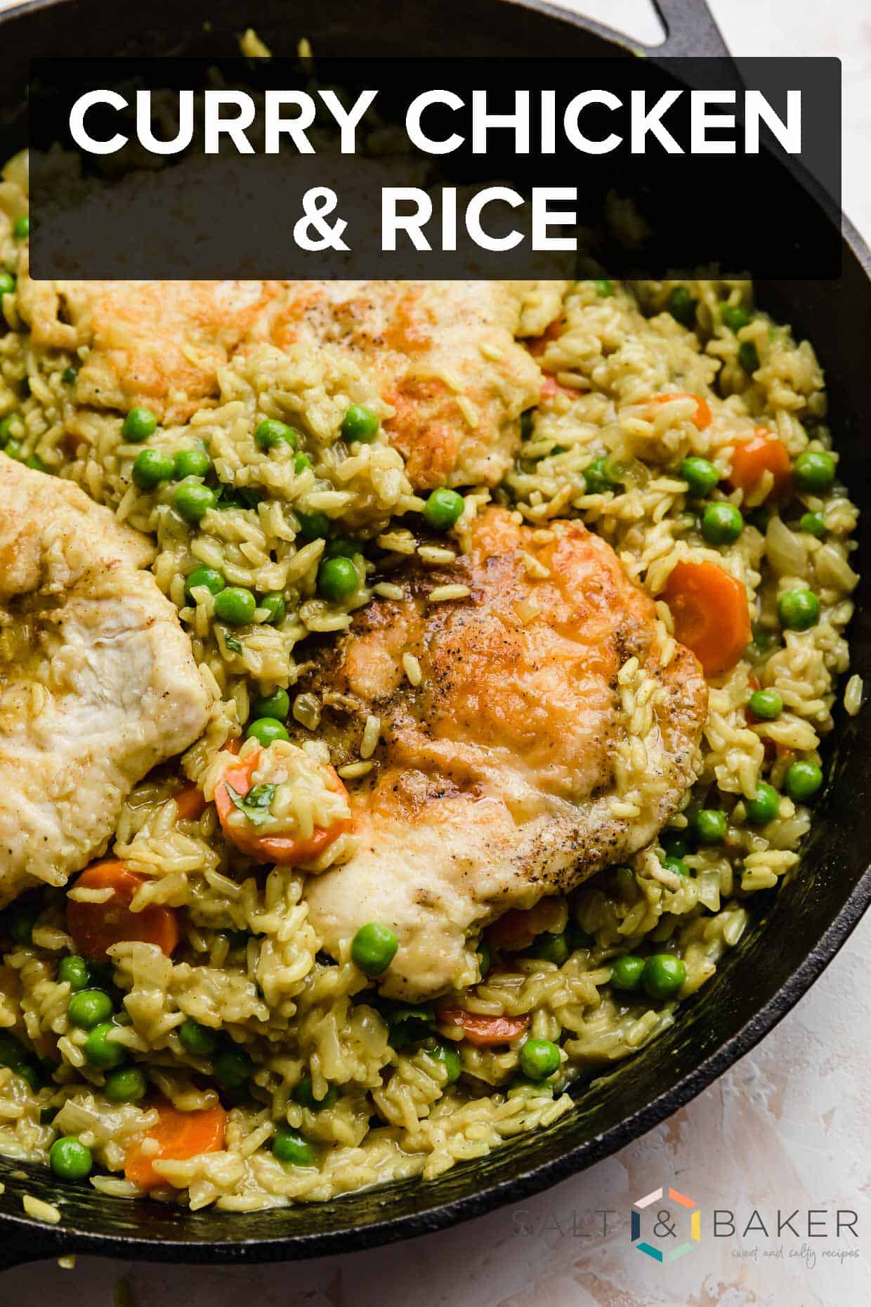 Curry Chicken Rice and Peas - Salt & Baker