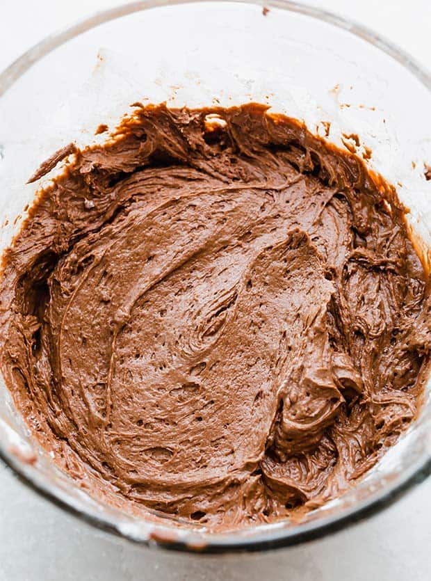 A close up photo of German chocolate cake batter.