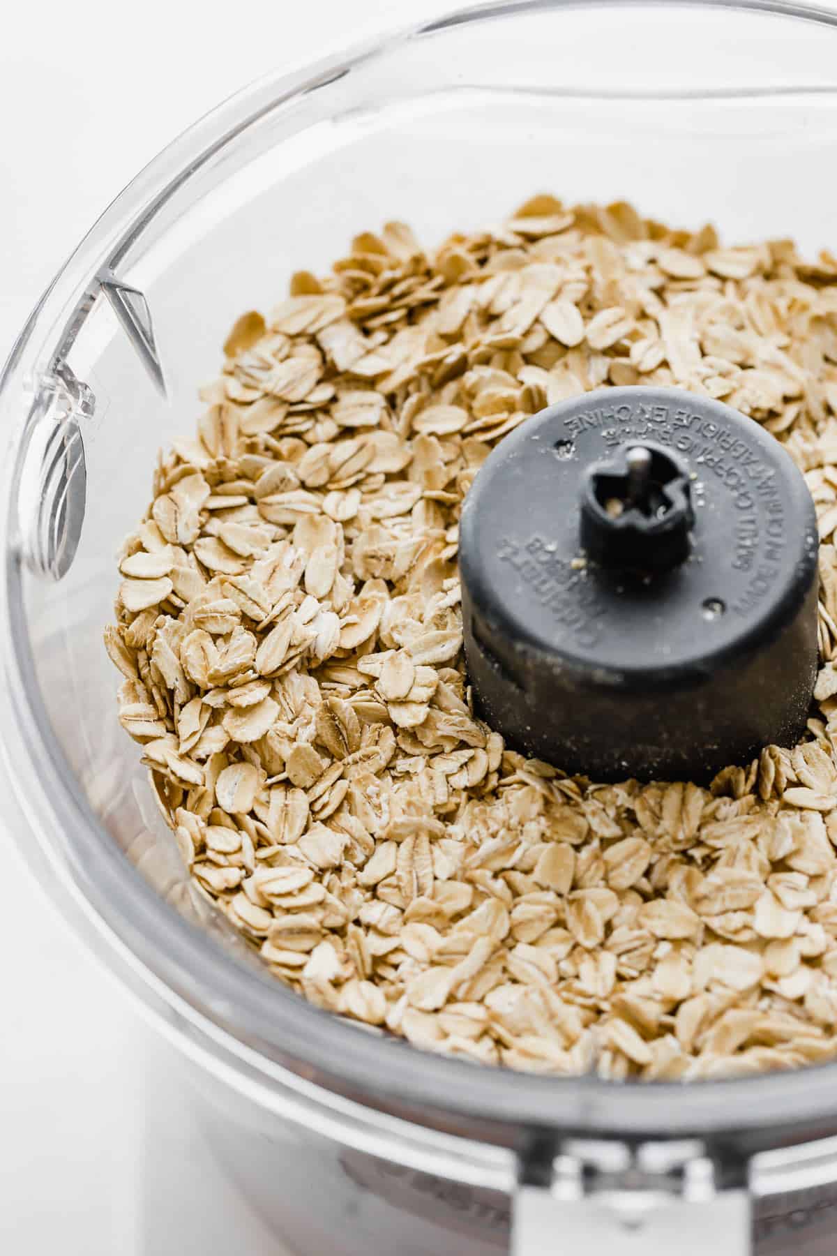 Old fashioned rolled oats in a food processor.