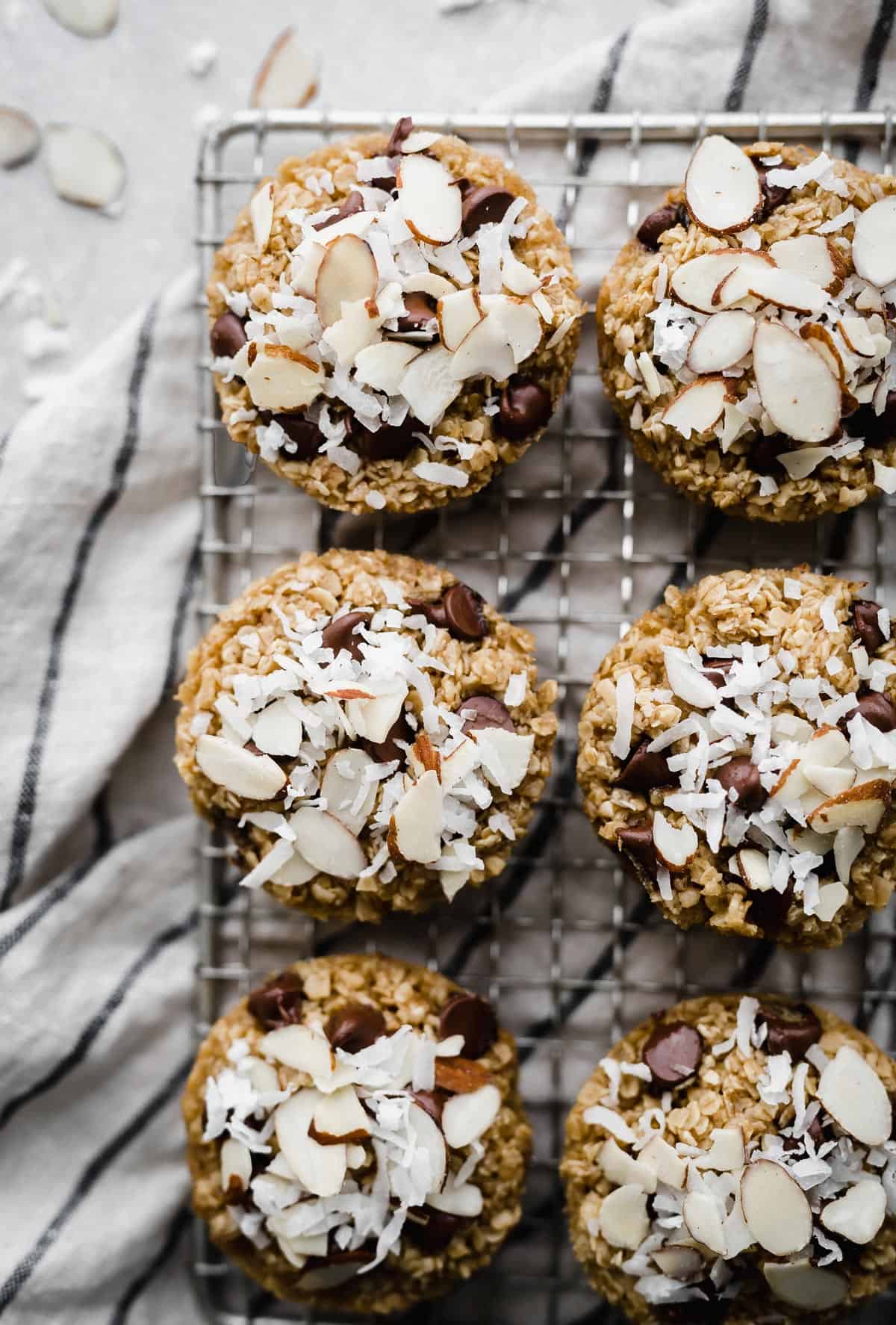 Baked Oatmeal bites sitting on a cooling rack.