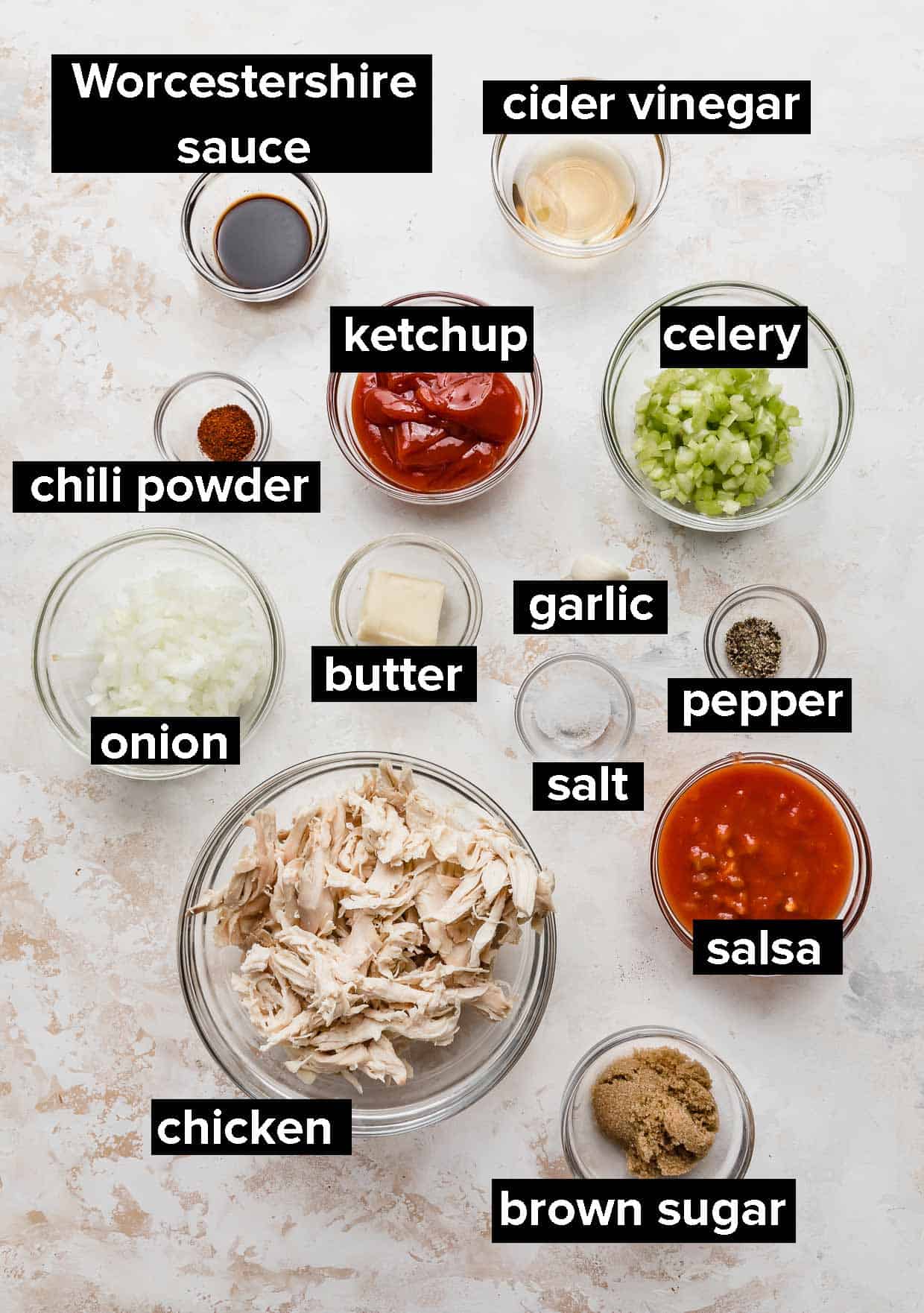Ingredients used to make BBQ Chicken Sandwiches. 
