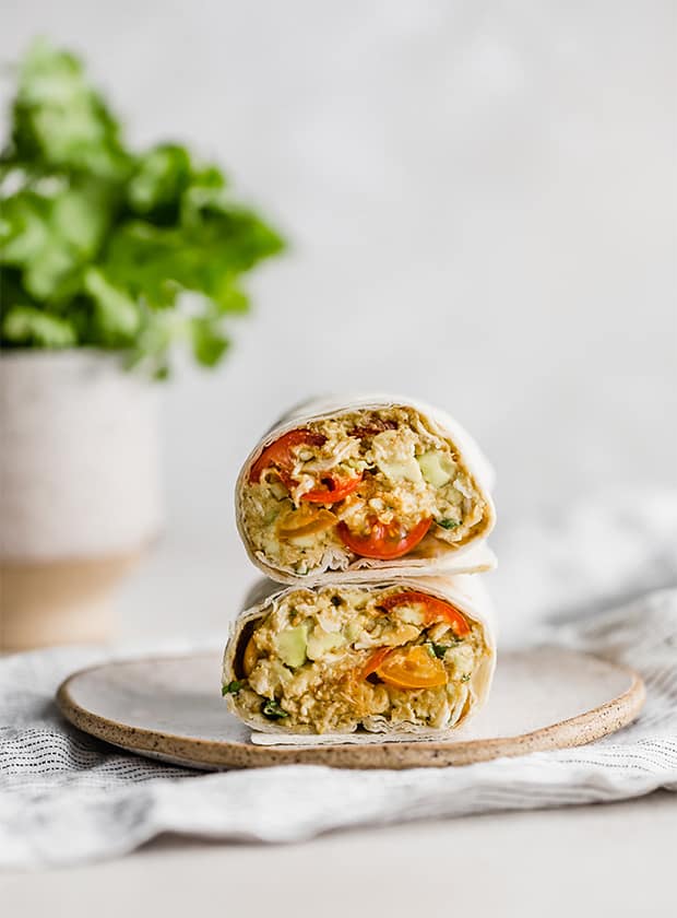 Avocado Chicken Wraps on a plate.