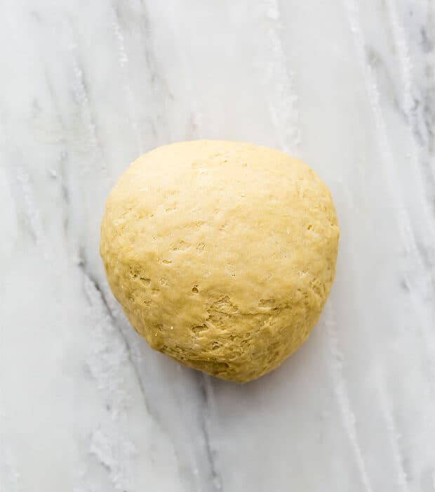A ball of homemade ravioli dough.