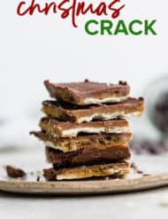 A plate stacked with 6 Christmas Crack crackers.