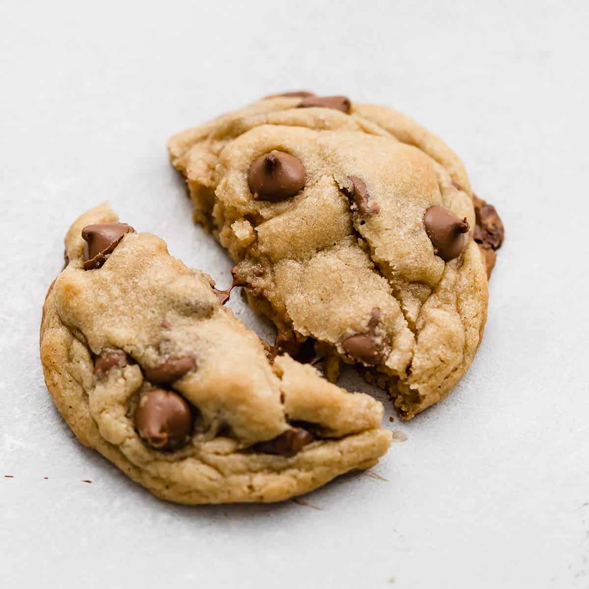A copycat Crumbl Chocolate Chip Cookie on a white background.