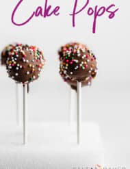 chocolate cake pops topped with colored sprinkles.