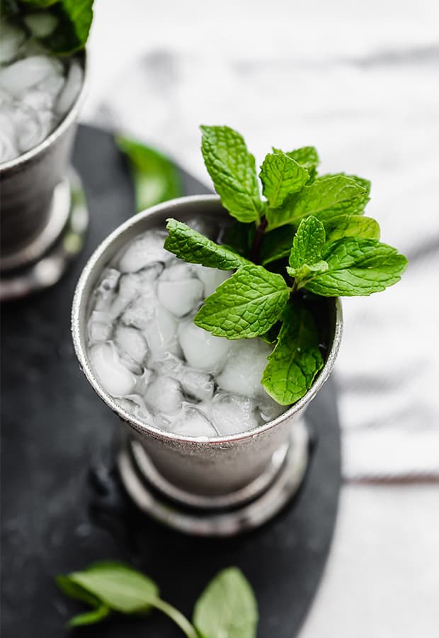 Overhead photo of a virgin mint julep.