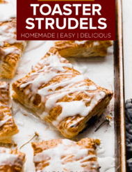 A toaster strudel on a baking sheet.