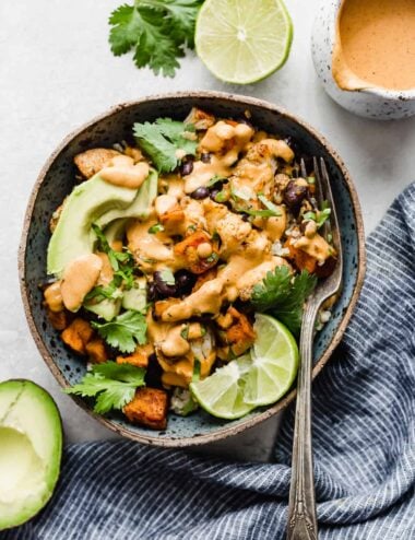 Roasted Sweet Potato Cauliflower Quinoa Bowls (Vegan & Plant Based)