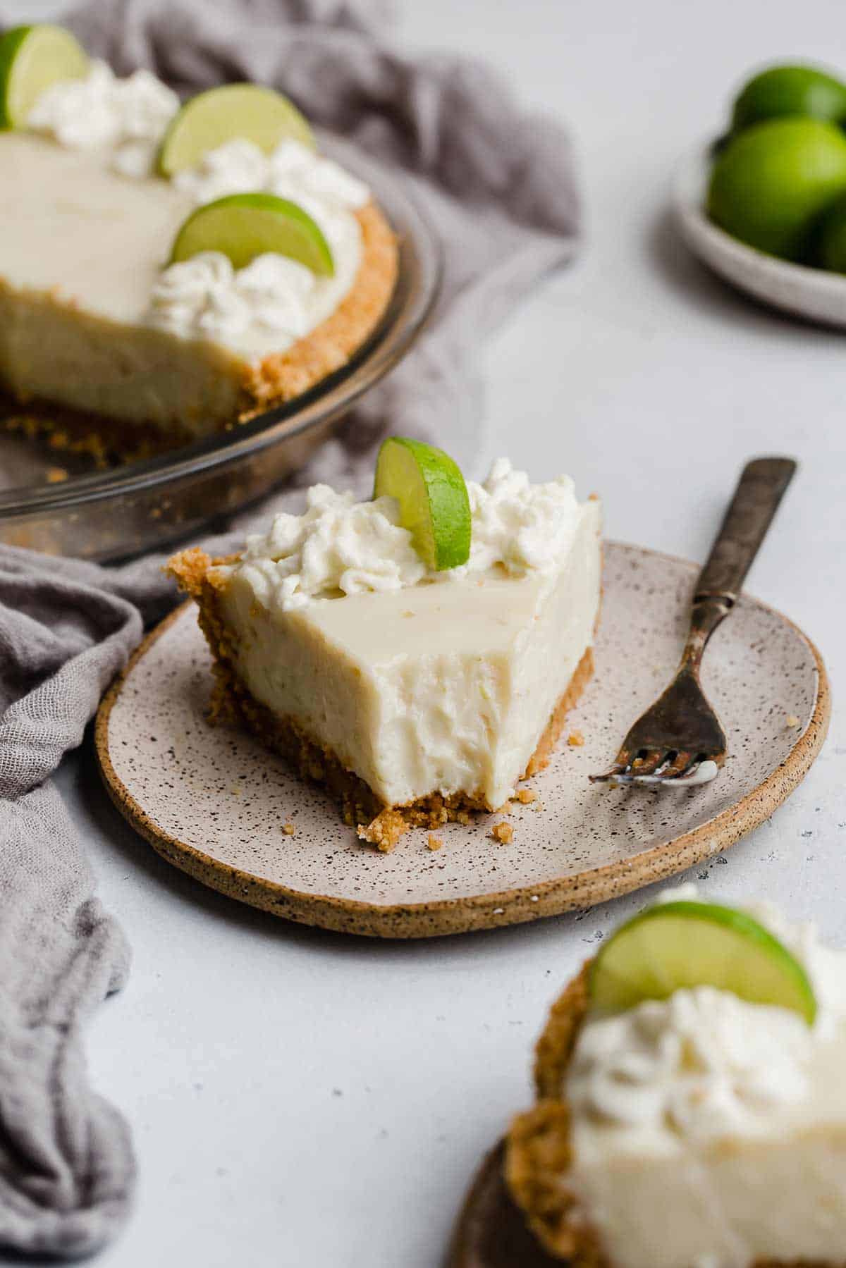 A slice of easy Key Lime Pie on a plate.