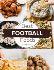 A collection of finger foods, desserts and dips for football and game day parties.