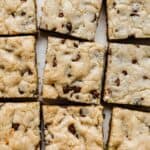 An overhead photo of Chocolate Chip Cookie Bars.