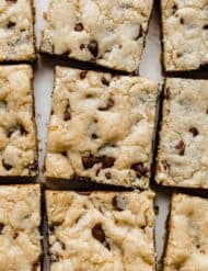 An overhead photo of Chocolate Chip Cookie Bars.