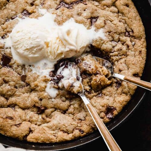 Brown Butter Chocolate Chip Skillet Cookie for Two (Pizookies