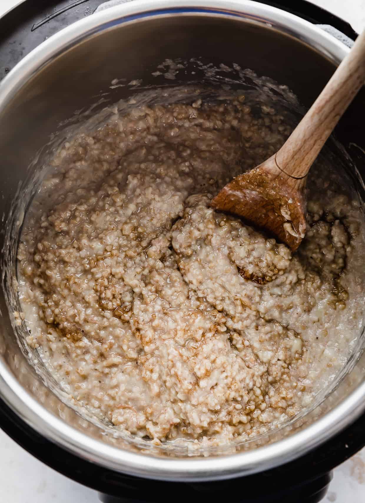 Cooked banana bread steel cut oats in an instant pot.