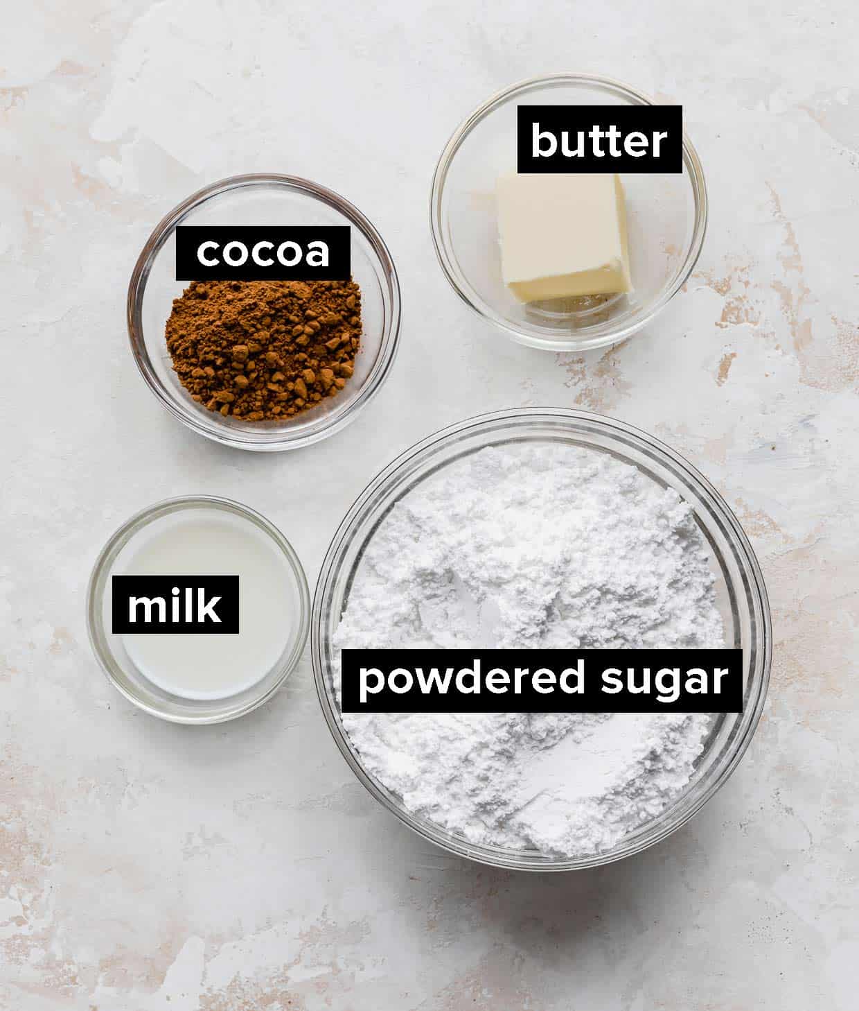 Ingredients used to make the frosting for lunch lady brownies.