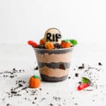 A Halloween Dirt Cup against a white background.