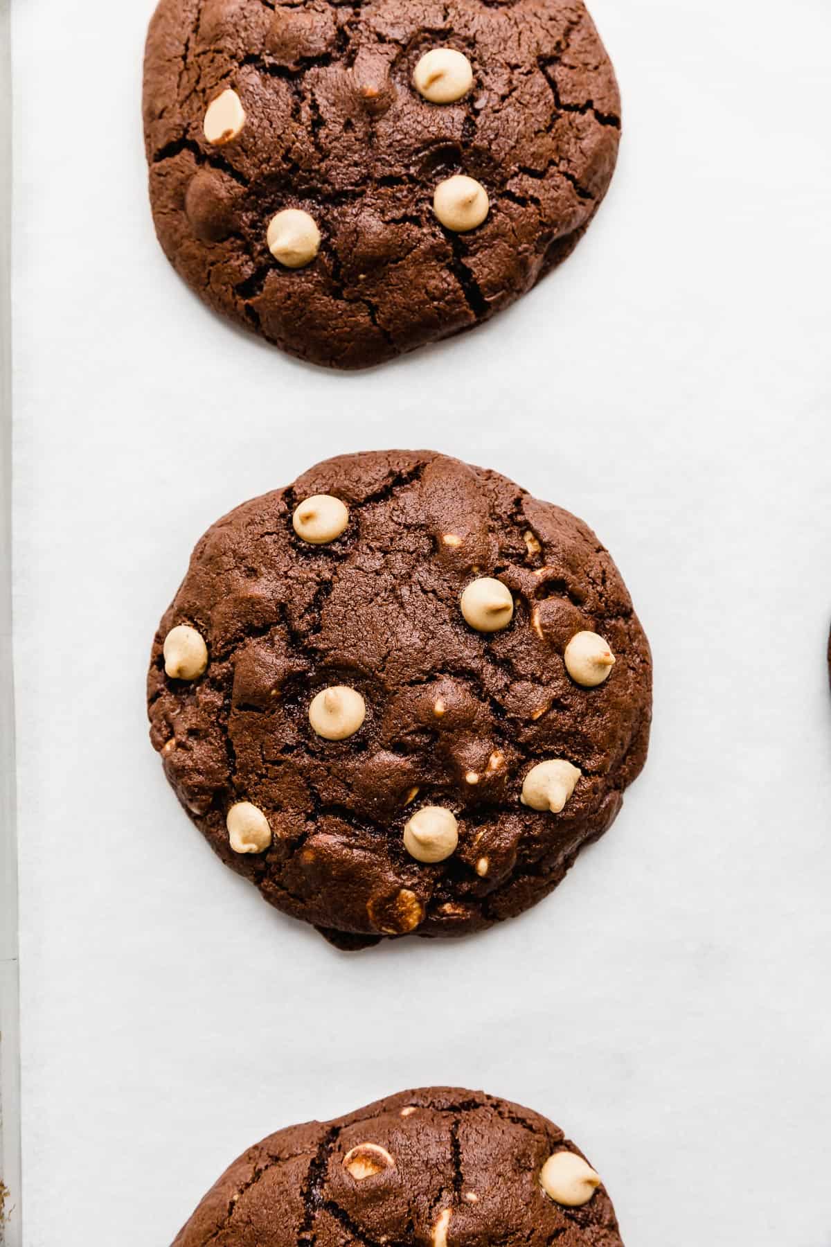 Chocolate Peanut Butter Chip Cookies on a white background.