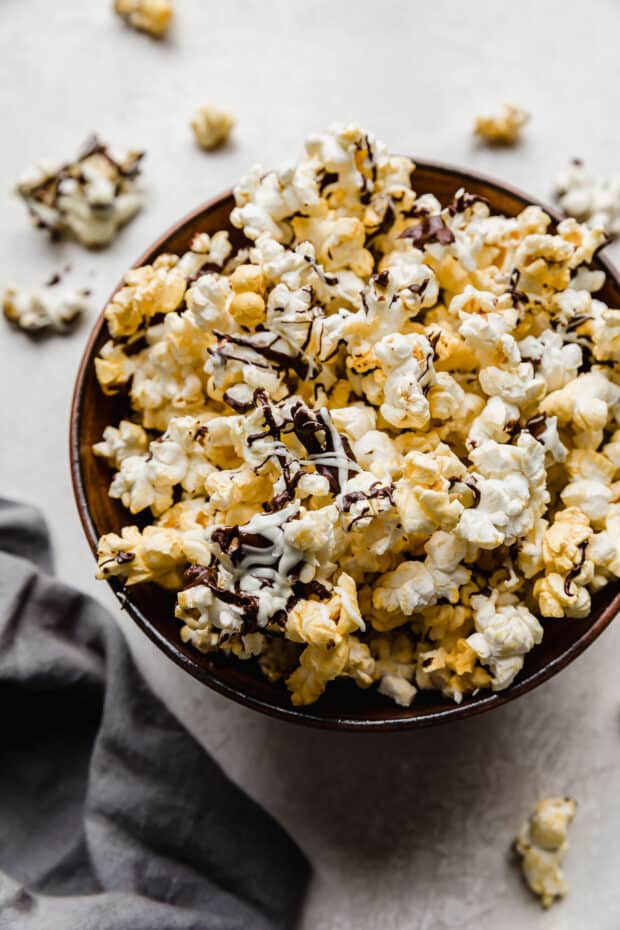 Chocolate Drizzled Popcorn Salt And Baker