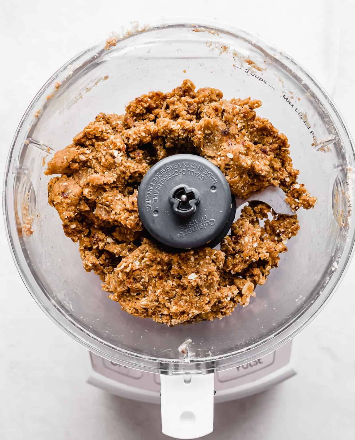 Peanut Butter Bliss Balls mixture in a food processor.