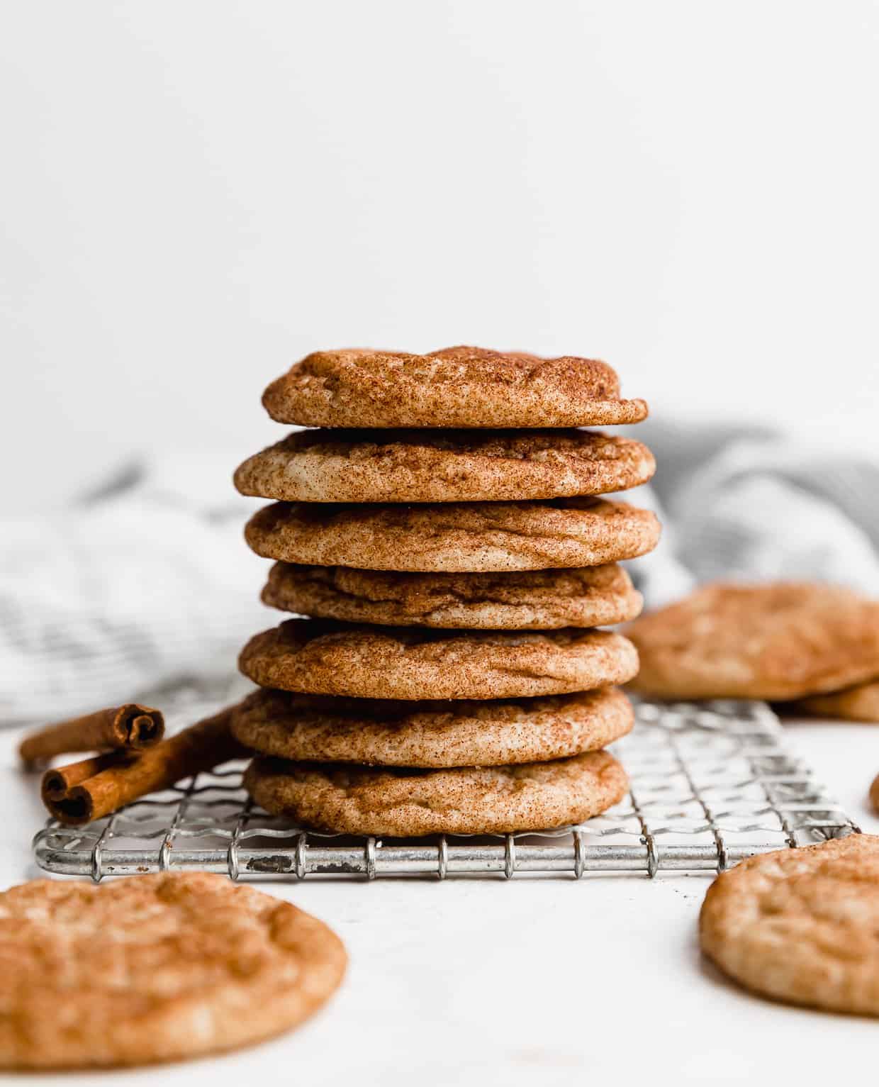 A stack of small Snickerdoodle Cookies on top of each other.