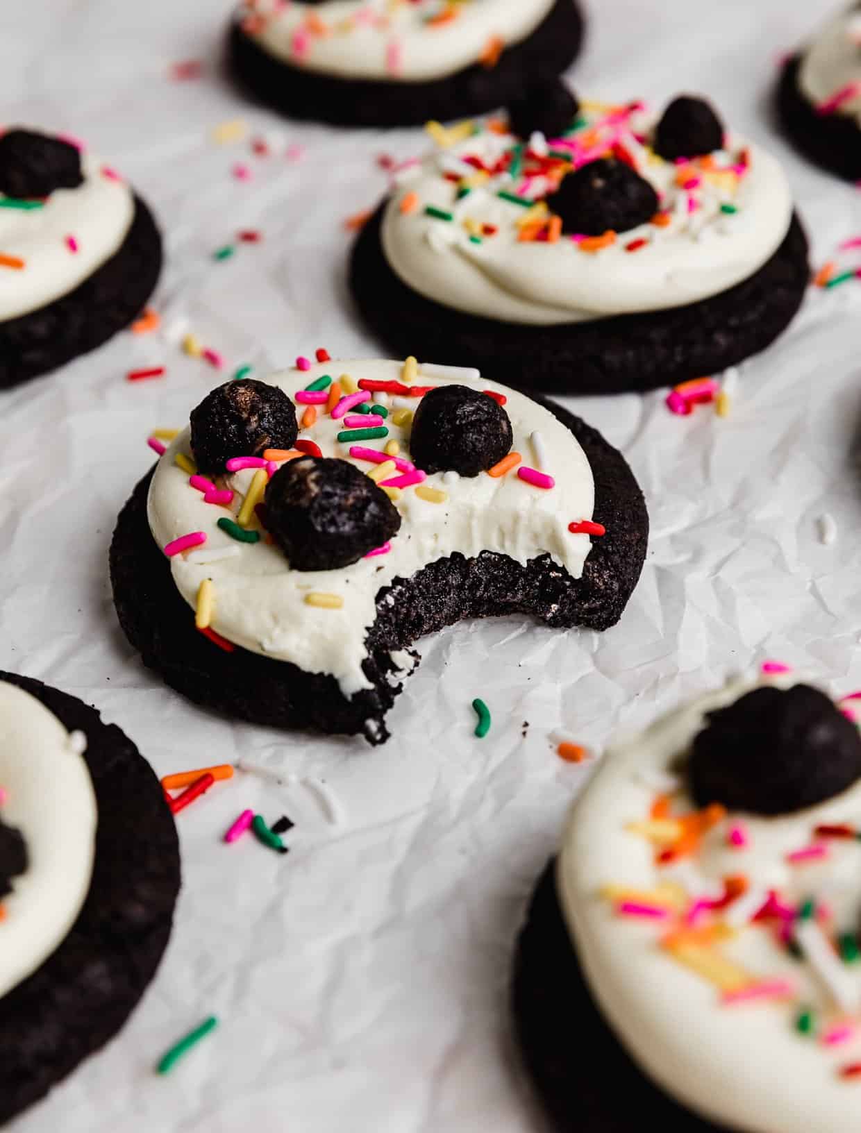 Crumbl Oreo Birthday Cake Cookies - Salt & Baker
