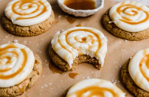 Crumbl Salted Caramel Cheesecake Cookies - Salt & Baker