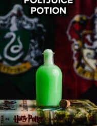 A green bottle filled with Polyjuice Potion.