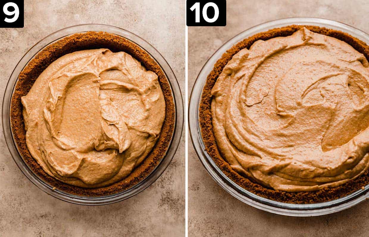 A no bake Biscoff Pumpkin Pie in a biscoff pie crust.