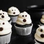 Ghost Cupcakes against a black background.