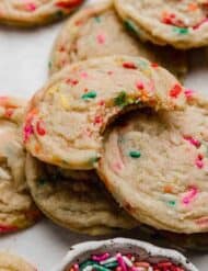 The best Funfetti Cookies with a bite taken out of it.
