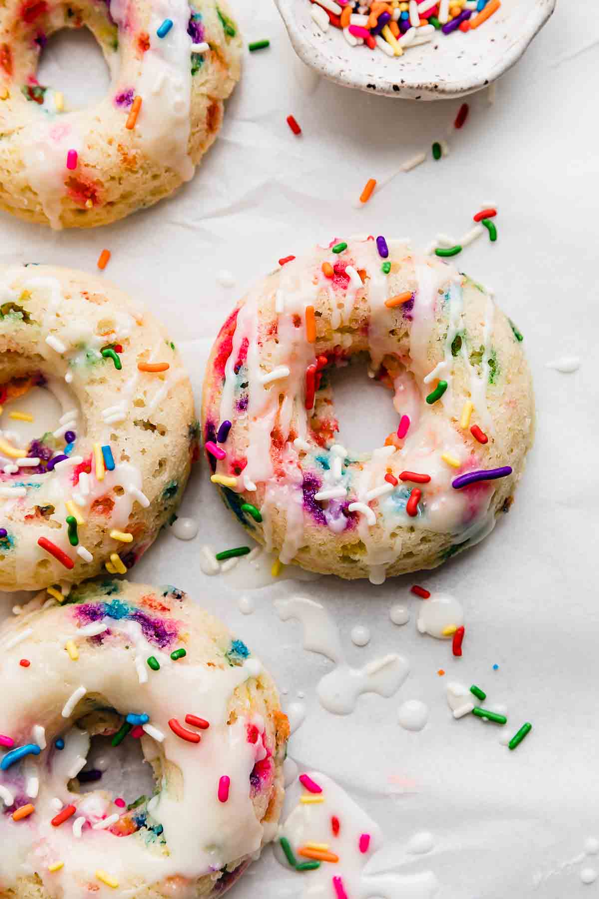 white sprinkled donut