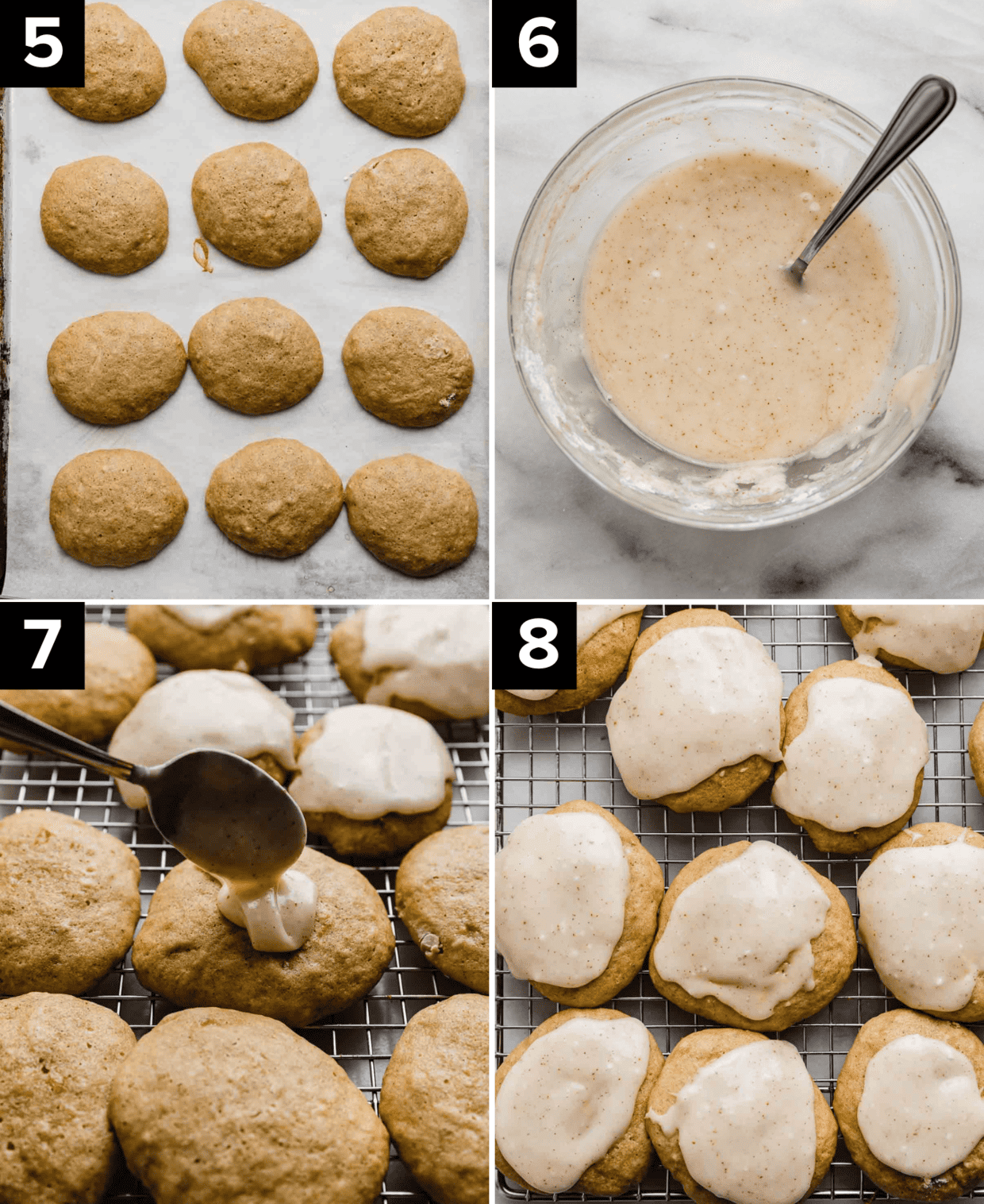 Banana cookies frosted with a brown butter frosting.